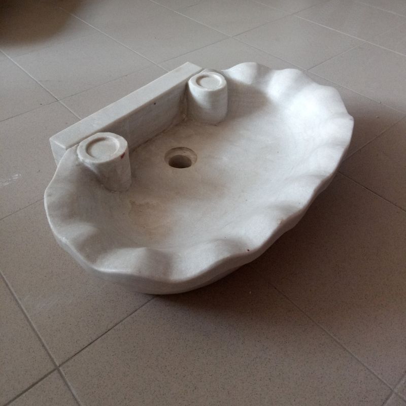 LAVANDINO LAVELLO IN MARMO VASCHETTA CONCHIGLIA OVALE CM.59X